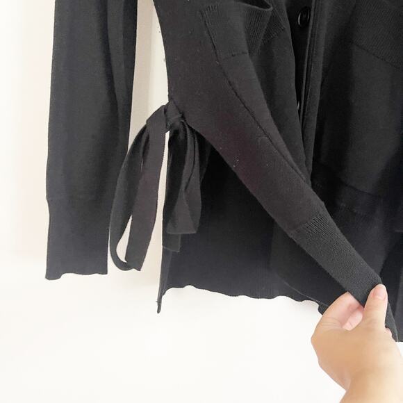 J. CREW Slouchy Side Tie Cardigan Sweater Black Medium M - Picture 7 of 11